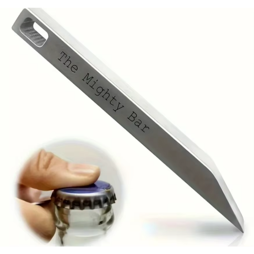 Edc Every Day Carry おもちゃ - มีดพกพาและที่เปิดขวด Mighty Bar - พวงกุญแจสแตนเลสสตีลแบบหนาพิเศษ, อุปกรณ์อเนกประสงค์
