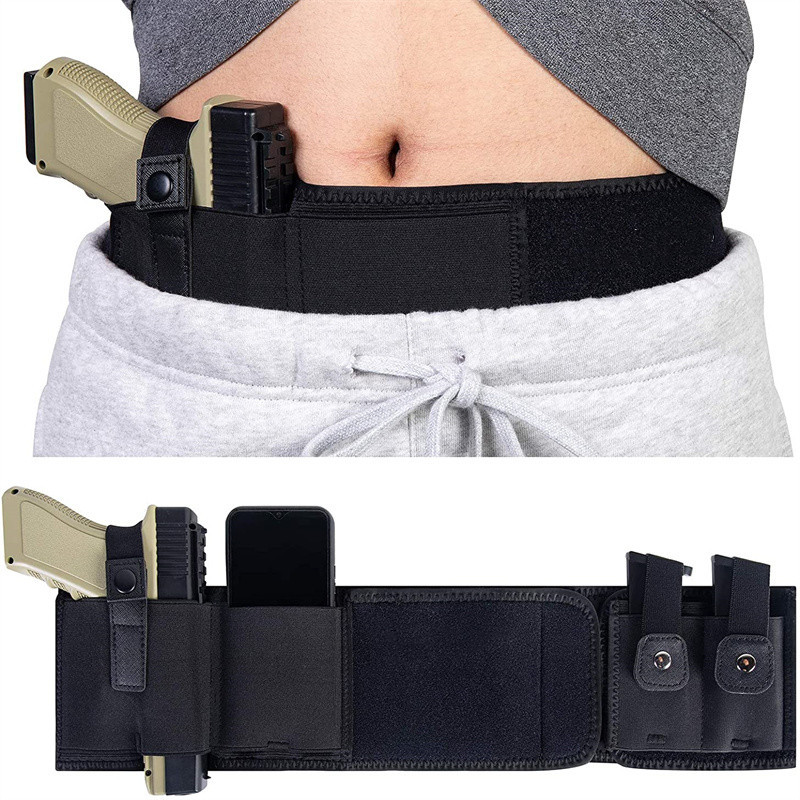 Edc Concealed Carry Holster - ซองปืนพกแบบคาดเอว ซองปืนพกแบบซ่อน ซองปืนพกแบบคาดเอวพร้อมช่องใส่แม็กกาซีน สายคาดเอวอเนกประสงค์สำหรับกิจกรรมกลางแจ้งและการล่าสัตว์